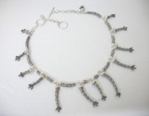 D.Bréchault - 13 Cherry Tree Branches - Necklace. Silver, patina. Fabricated, cast.