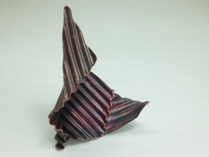 D.Brechault, Crane No 6. copper, heat patina; corrugation, fold-forming